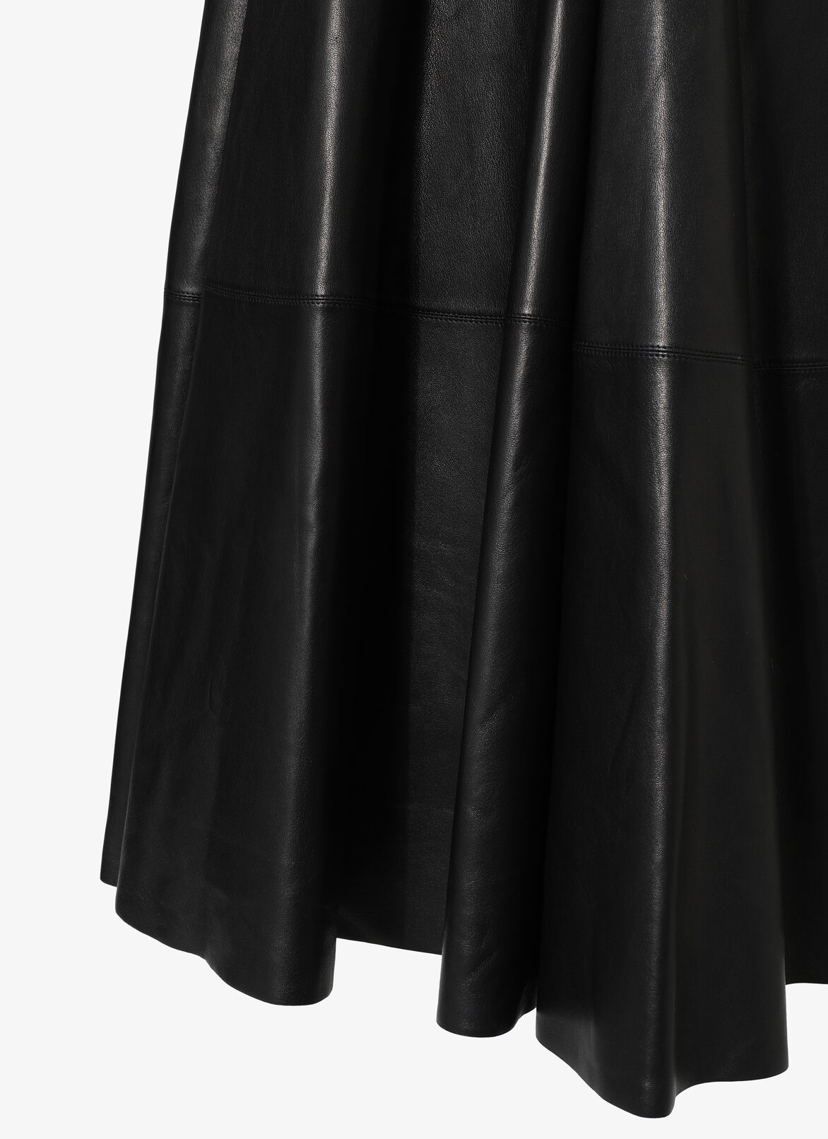 Long Flared Leather Skirt ALAÏA BLACK LONG FLARED LEATHER SKIRT